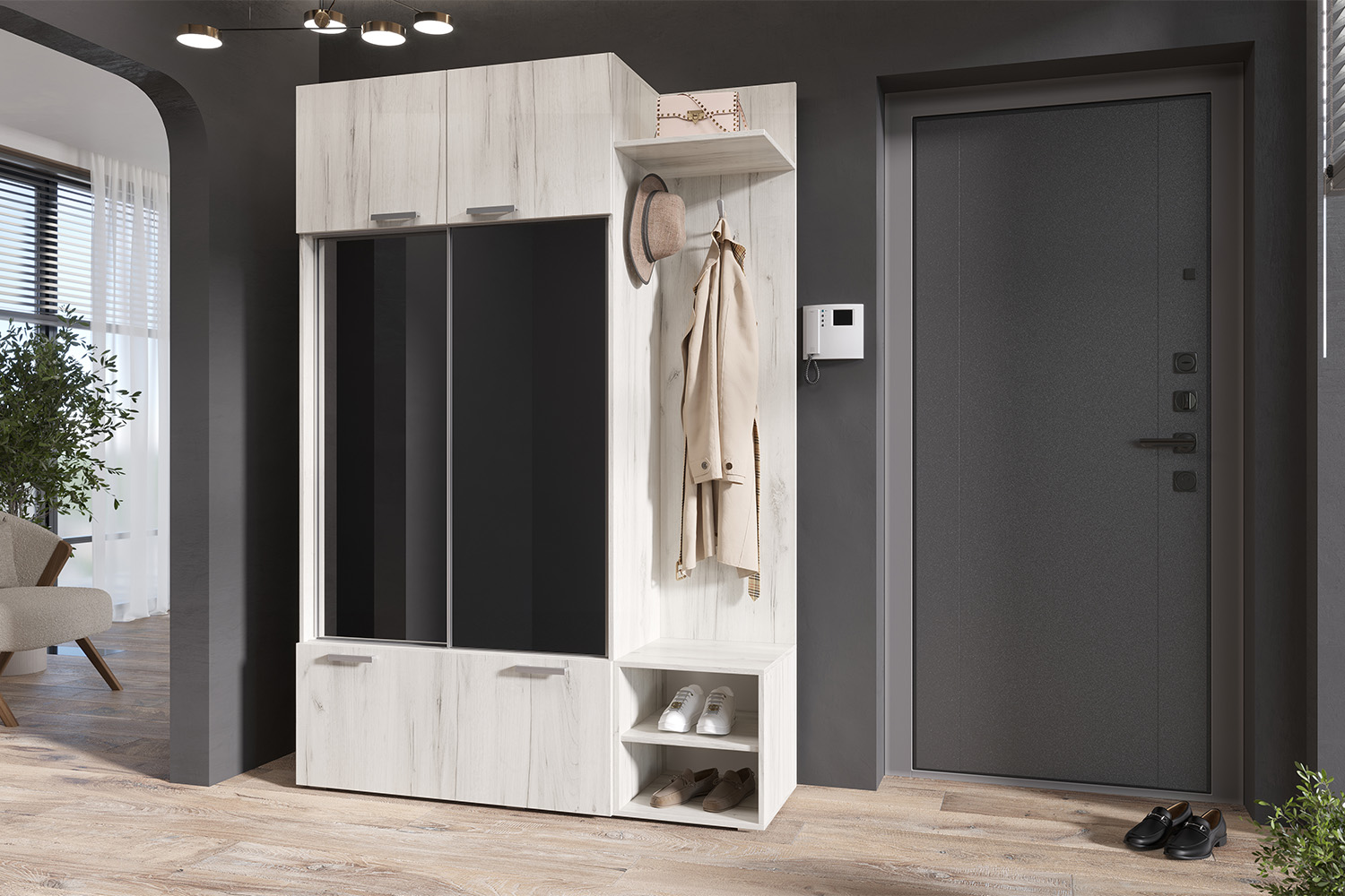 Прихожая Стелла, Дуб Крафт Белый Прихожая Стелла, Дуб Крафт Белый