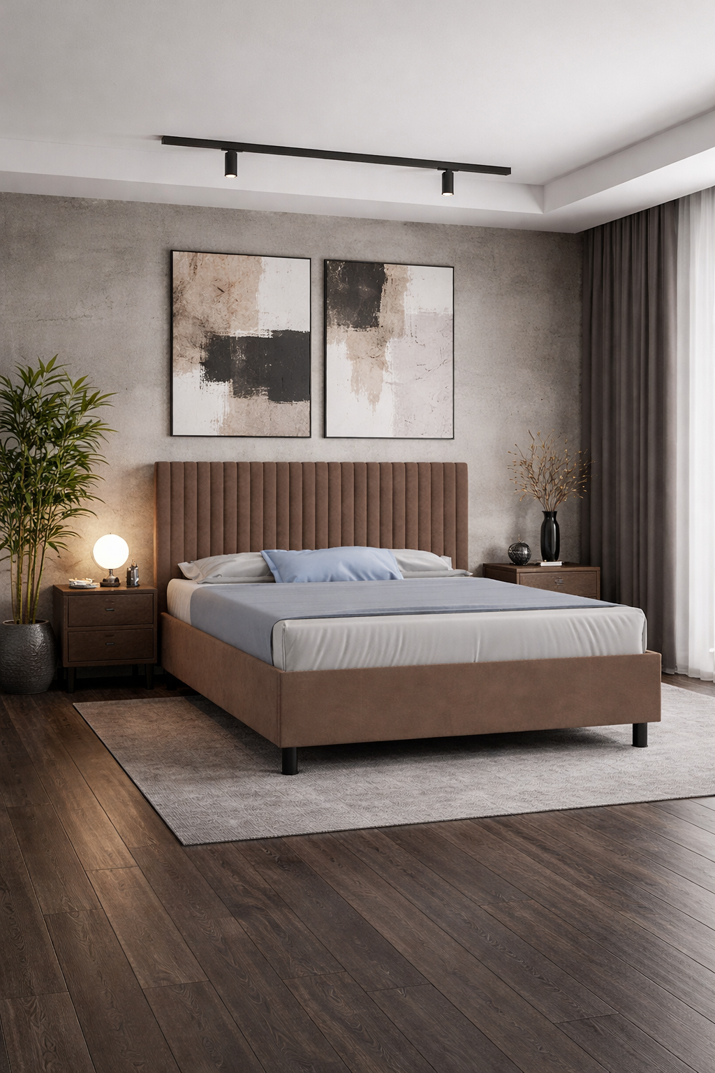 Кровать Леона 180х200 (Классик, ППМ, 1000Н, Микровелюр корица)