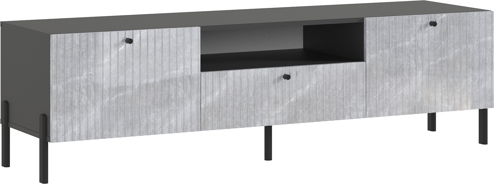 Тумба ТВ Оливия (малая) (металл), Графит, Мрамор Глянец