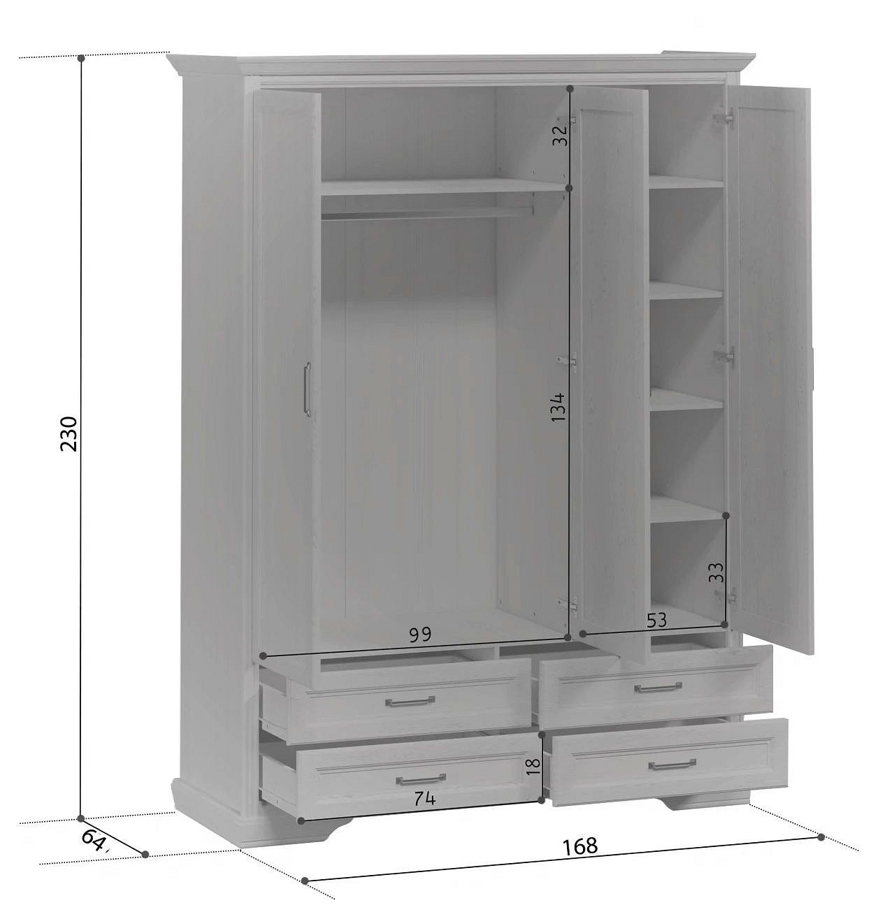 Шкаф платяной Стилиус SZF3D4S