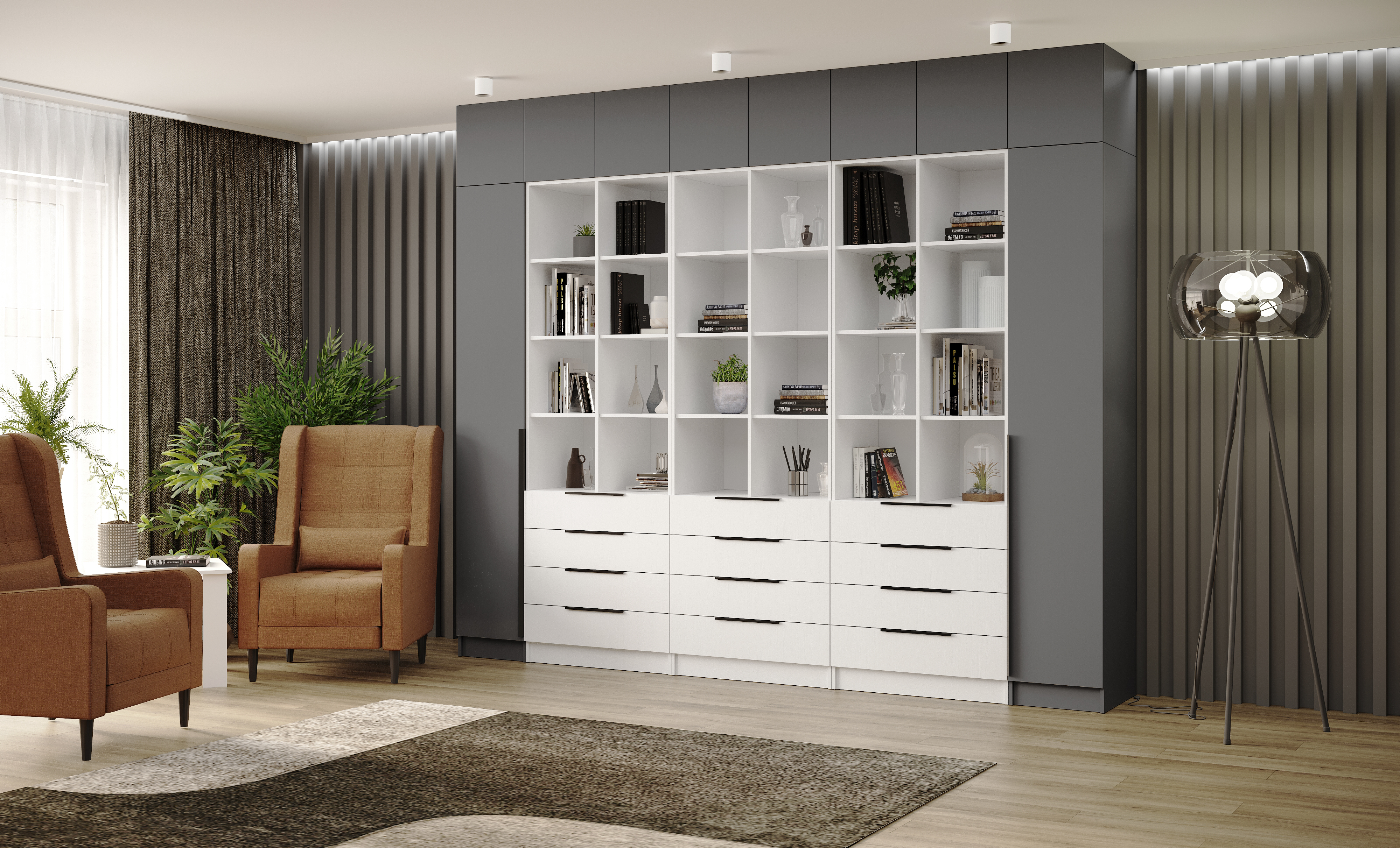 Стеллаж Мадрид (0,8) с 4 ящ. белый