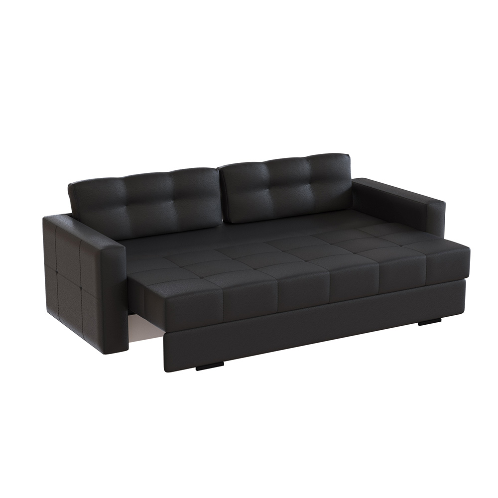 Диван раскладной Брэй, Экокожа черный