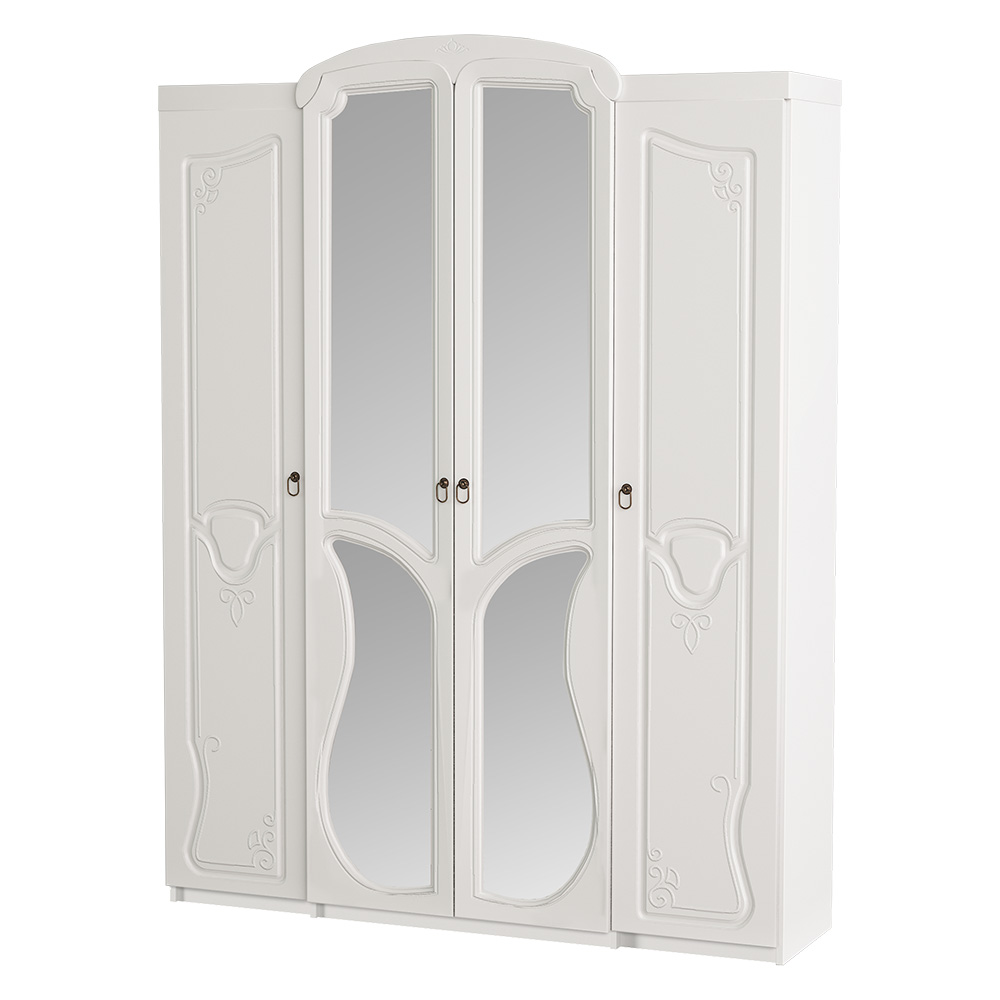 Шкаф четырехстворчатый Мария, Белый глянец холодный