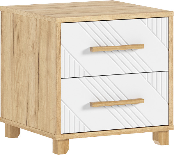 Тумба прикроватная Ирис (2 шт.), Браш Вайт, Дуб Крафт
