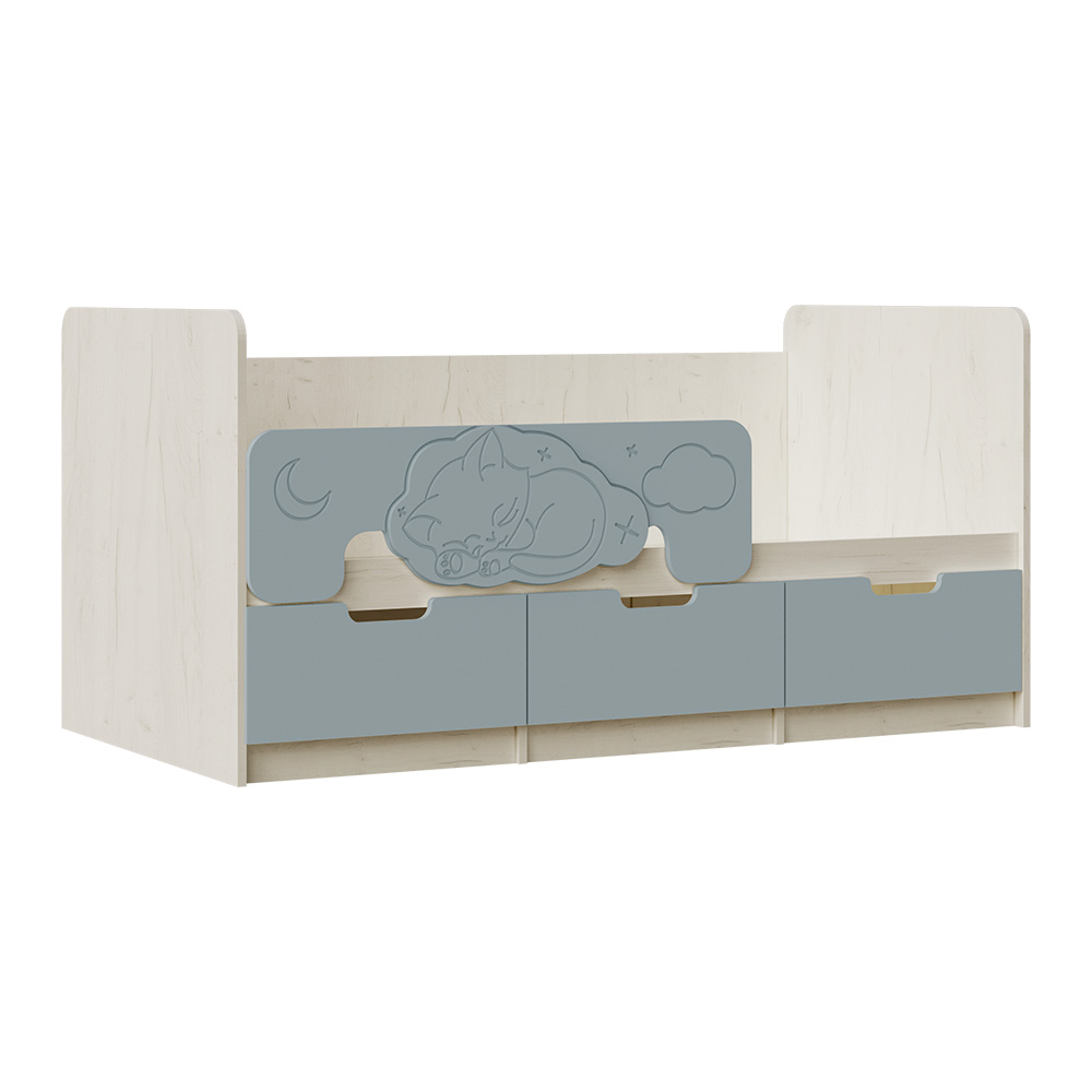 Кровать Юниор-4 (1,6х0,8м), Шарли Бриз, Дуб Крафт Белый Кровать Юниор-4 (1,6х0,8м), Шарли Бриз, Дуб Крафт Белый