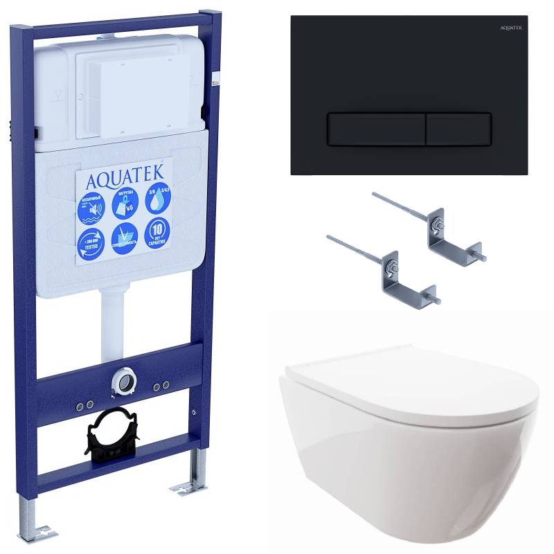 SET AQUATEK ПОЛАРИС (рама AQUATEK Standard INS-0000012+унитаз ПОЛАРИС AQ0700-00 с тонким сиденьем soft-close+ крепеж KKI-0000002 +панель KDI-0000025)