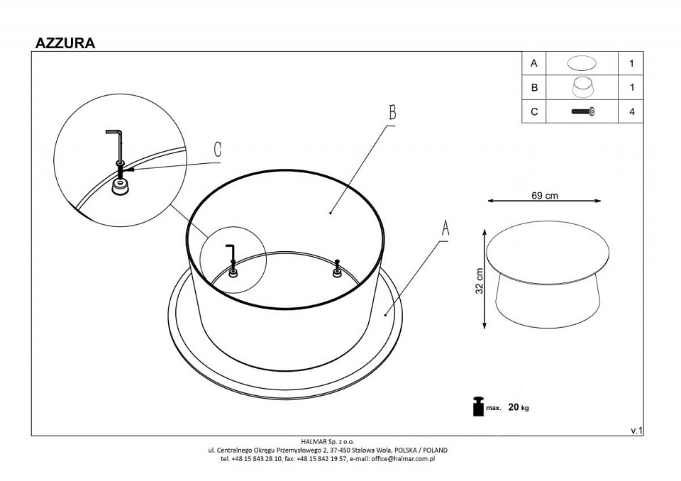 Стол журнальный Azzura