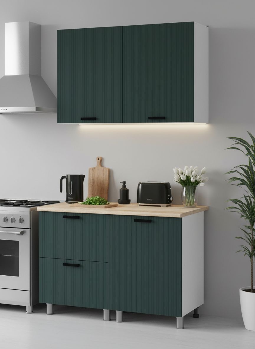 МК Аленушка 1,2м с ящ. Лотос Изумруд,скоба антрацит,сонома