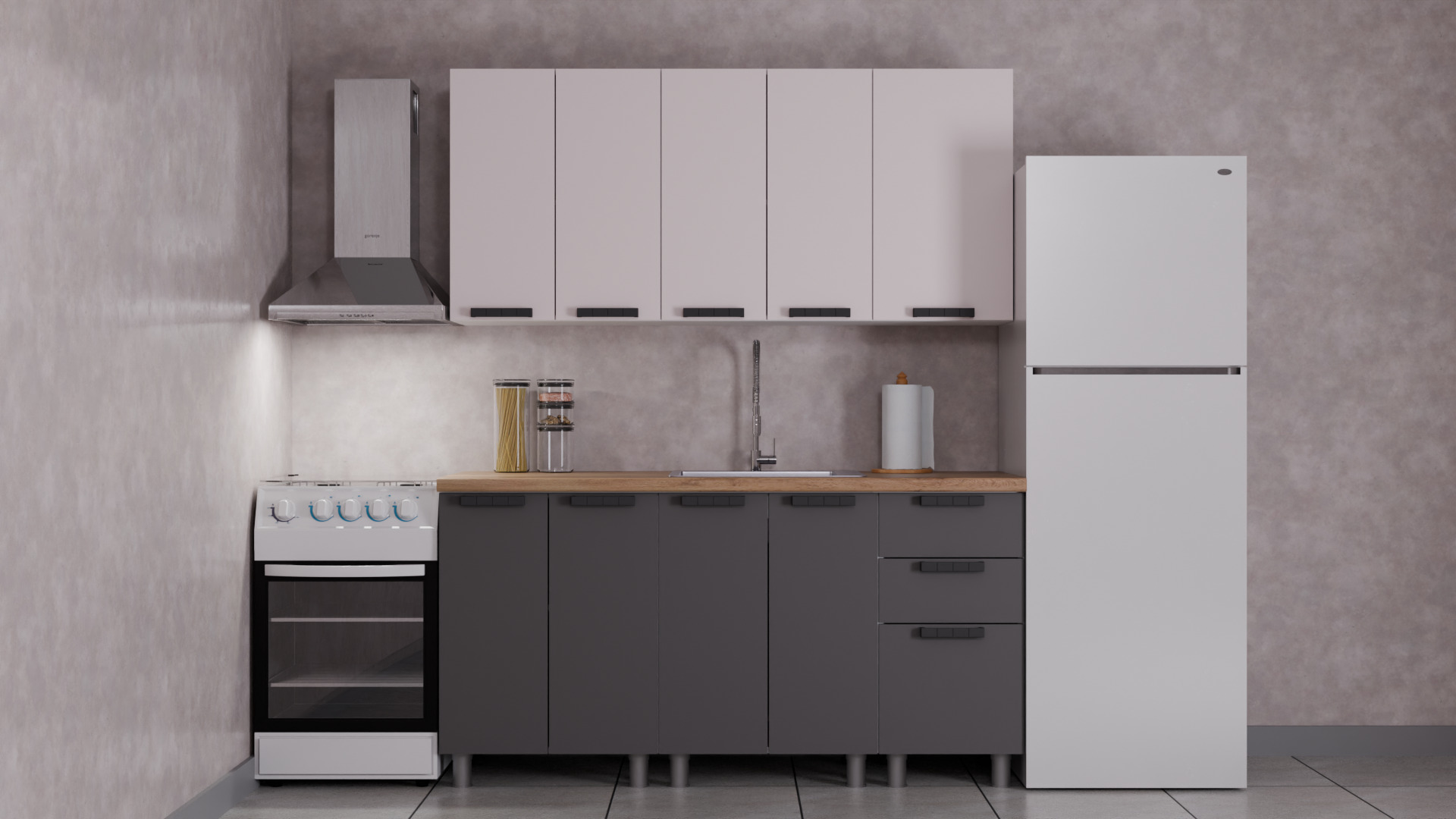 МК Аленушка Н 800 Лаванда Сталь, скоба черный (со столешницей)