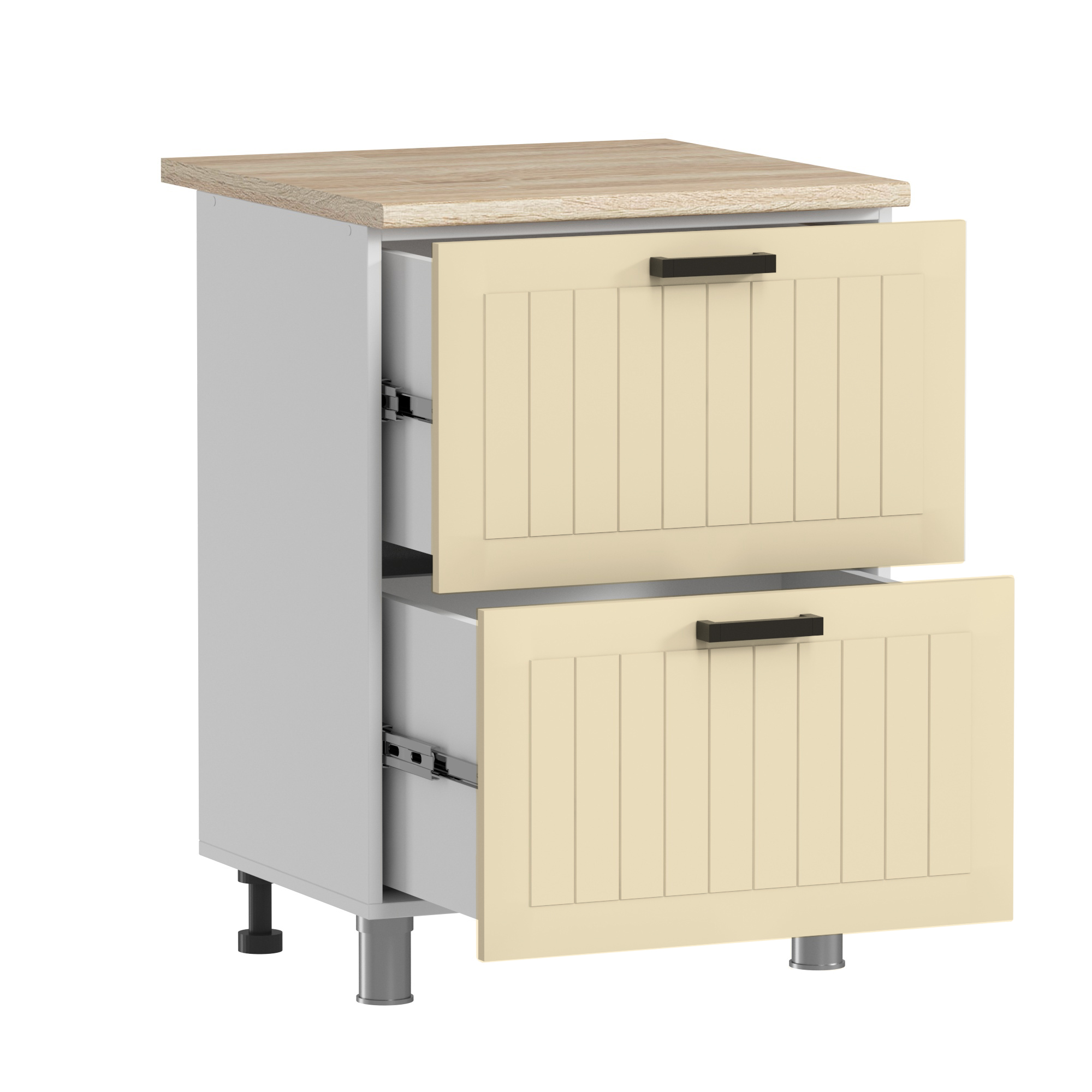 МК Аленушка Н2Я 600 Орхидея Крем, скоба черная (со столешницей)