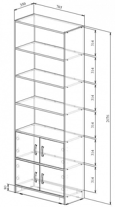 Стеллаж комбинированный Либерти-52
