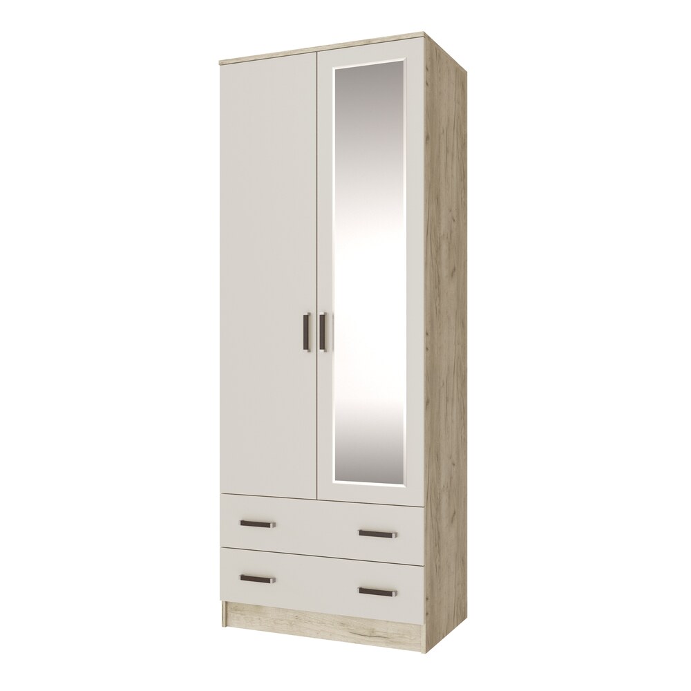 Шкаф с зеркалом Лагуна 80 см, Дуб крафт серый, Кашемир