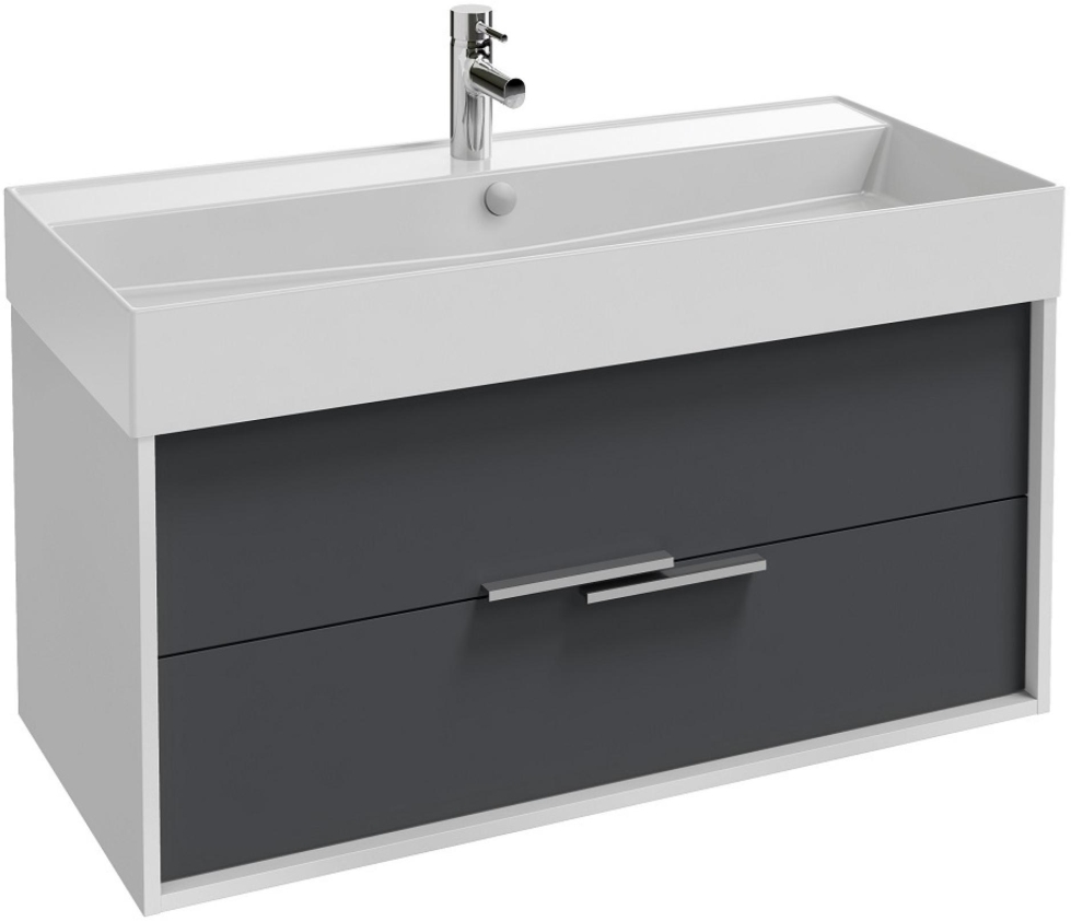 EB1668-J5-J54 VIVIENNE Тумба для раковины 100 см, к. белый блестящий, ф. серый матовый