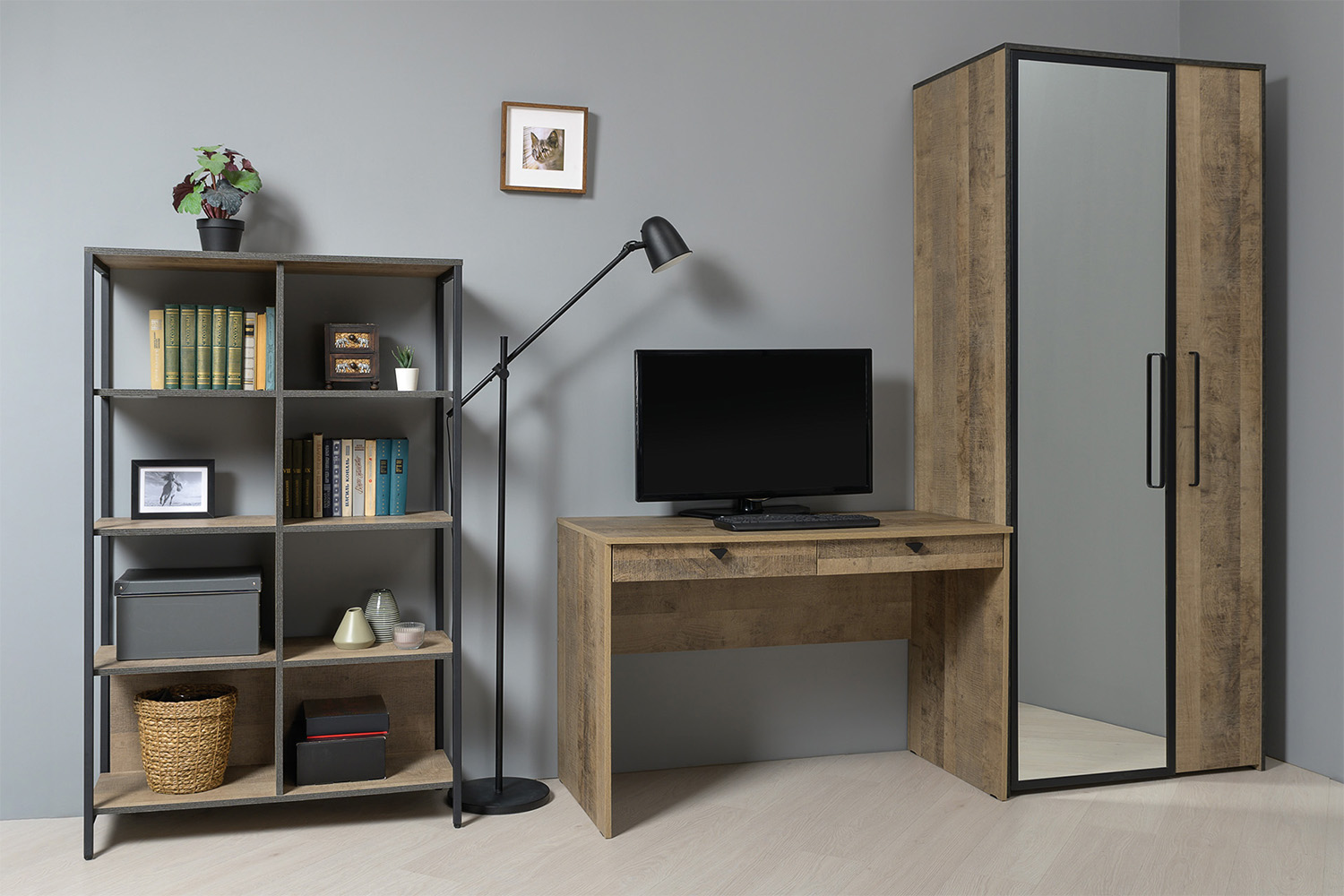 Стол компьютерный Трувор 12.69, Дуб Гранж Песочный, Интра