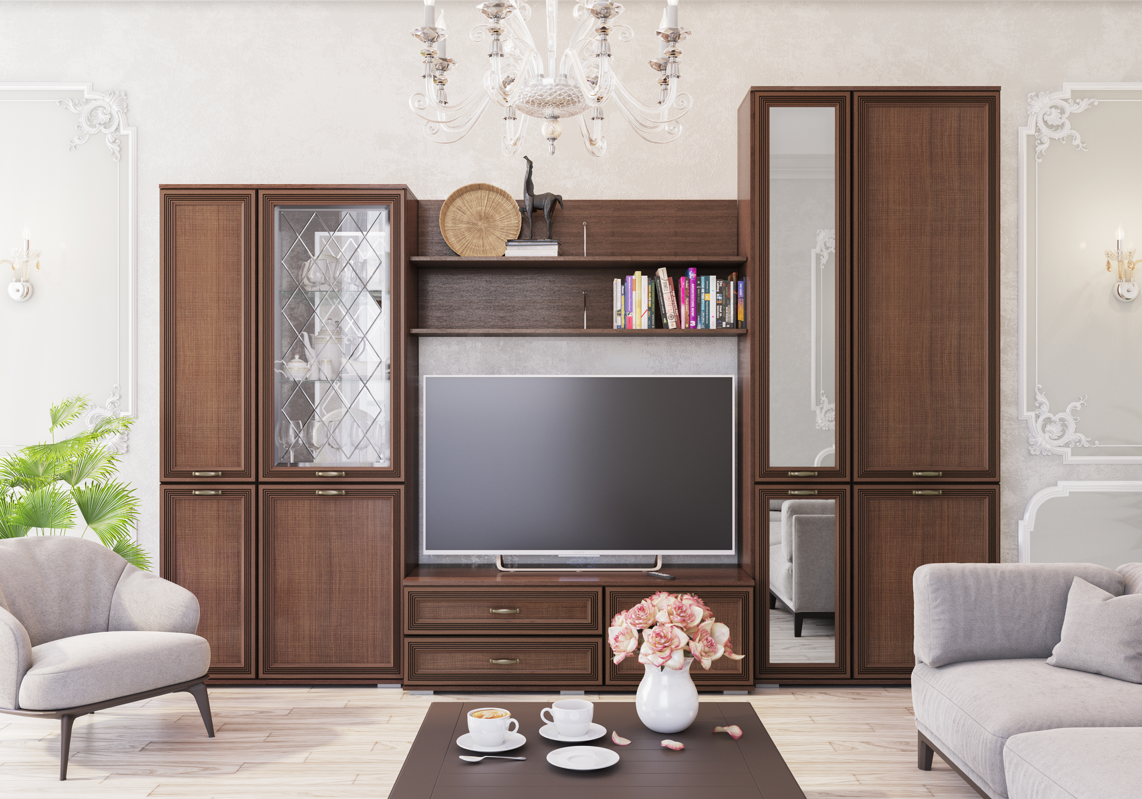 Полка навесная Ливорно ЛН-4, орех