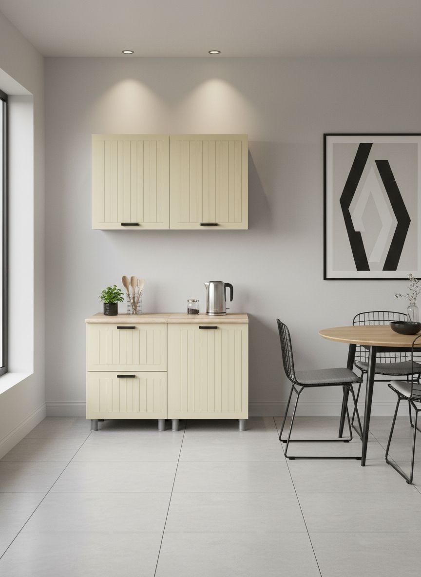 МК Аленушка 1,2м с ящ. Орхидея Крем,скоба черный,сонома