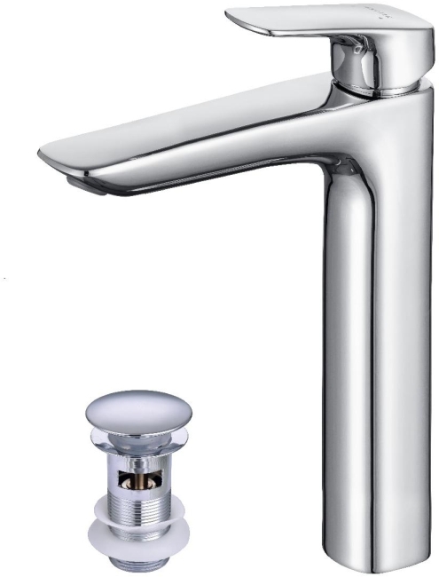 AQ1005CR ВЕГА смеситель для раковины высокий 227 с донным клапаном