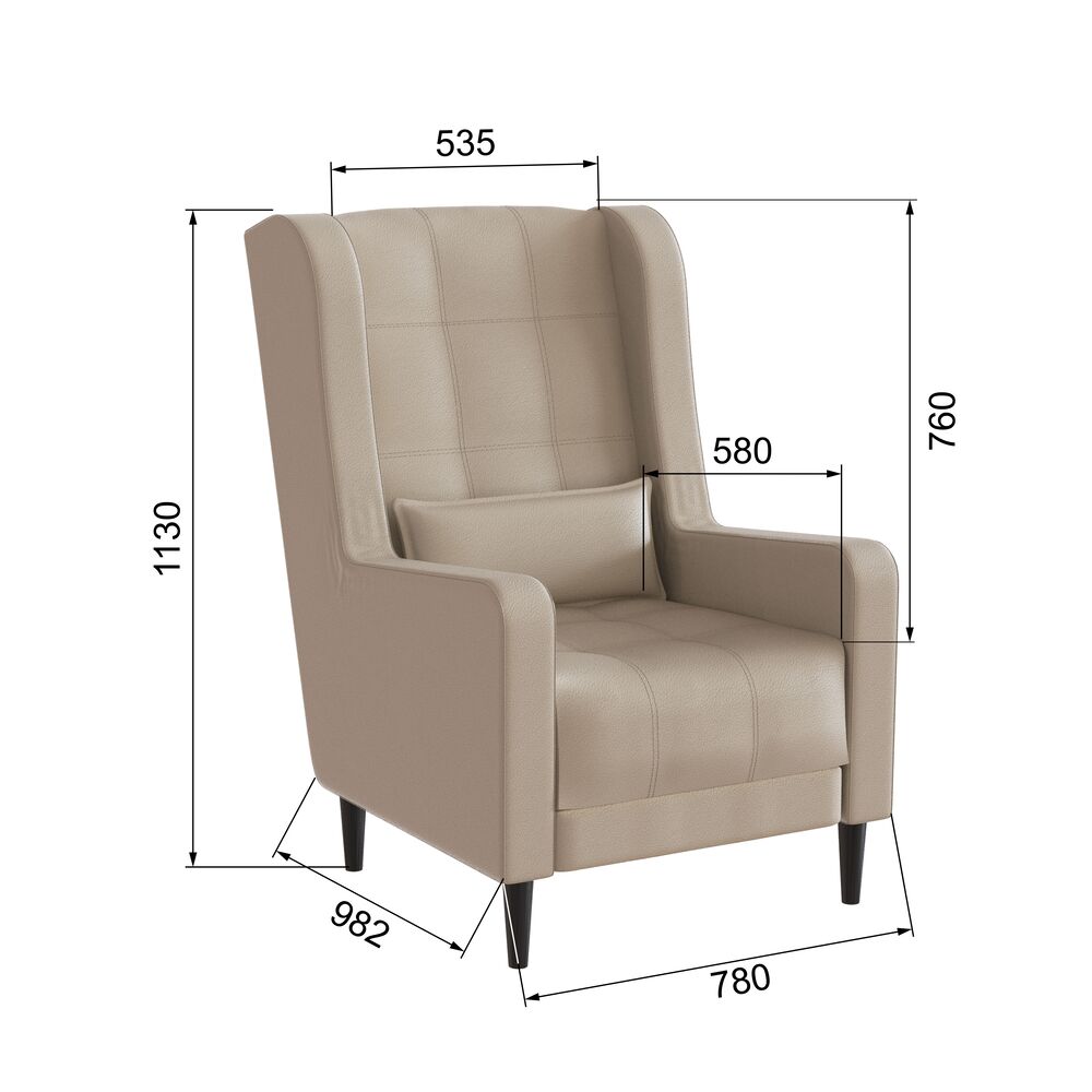 Кресло Корк, Экокожа бежевый