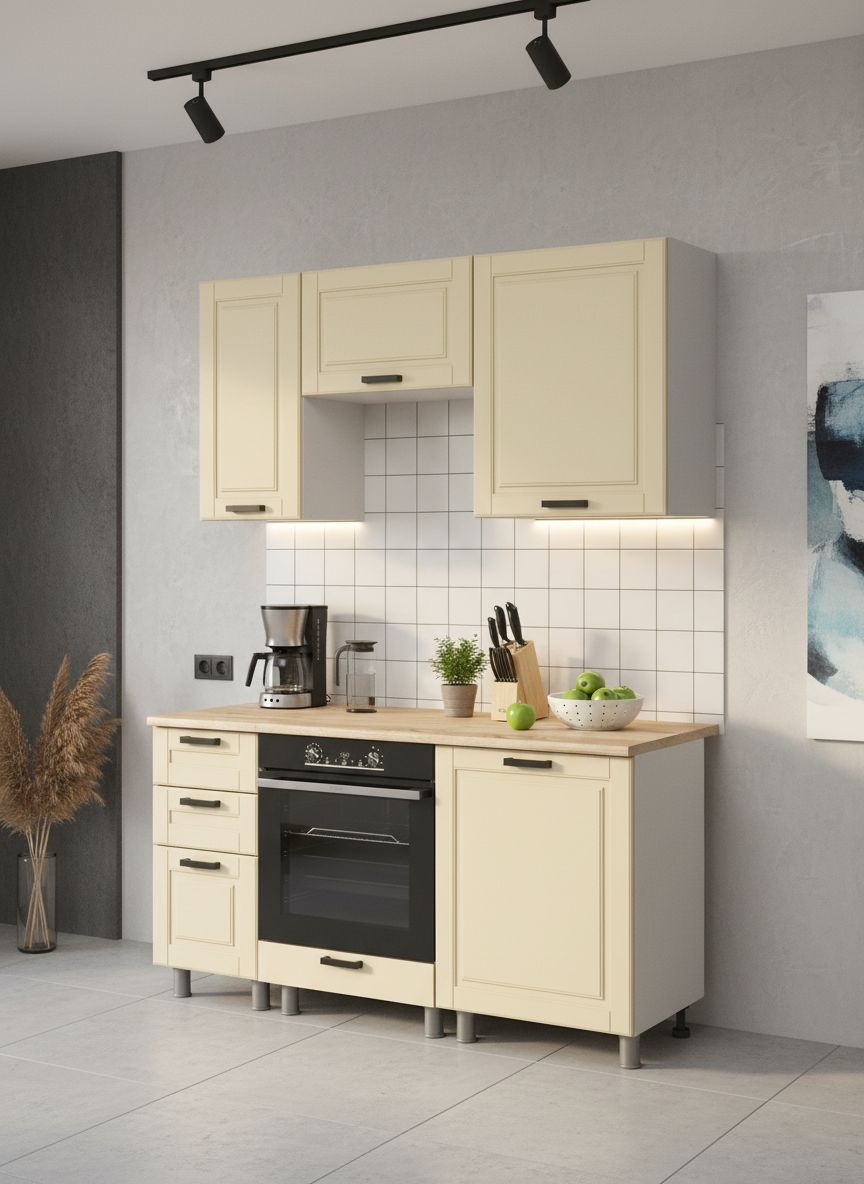 МК Аленушка 1,6м в.7 Астра Крем,скоба черный,сонома