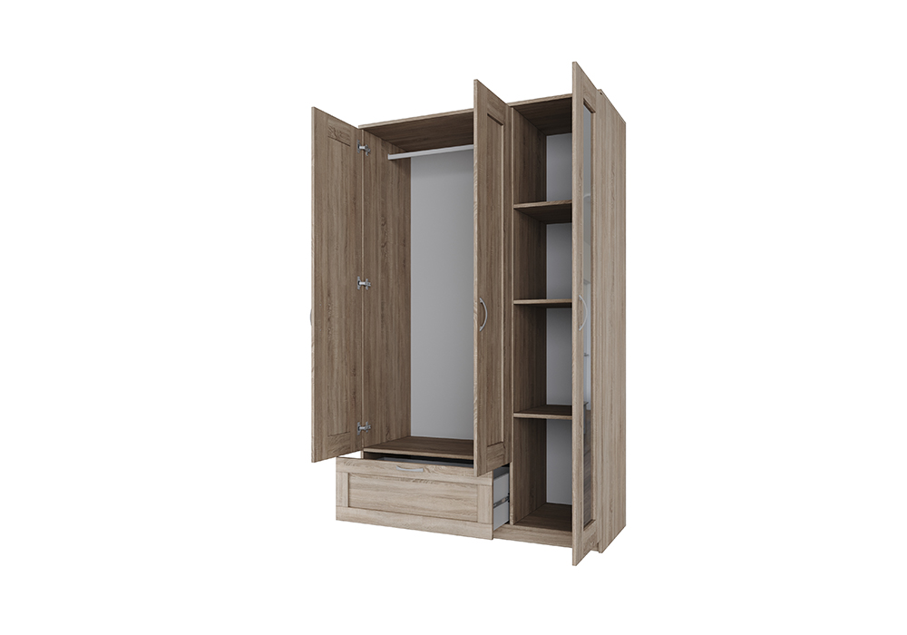 Шкаф трехстворчатый Сириус дуб сонома с одним ящиком