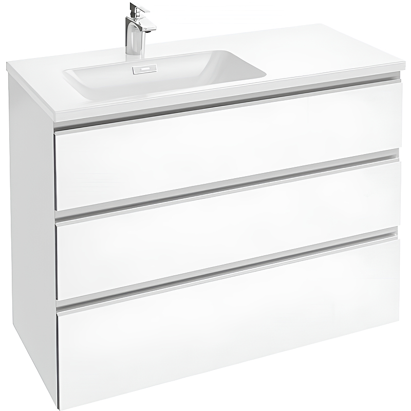 XAC112K-Z-00+EB2045-RA-G1C Комплект Vox раковина столешница 100 см с мебелью (100 см) с 3 выдвижными ящичками, белый бл. лак