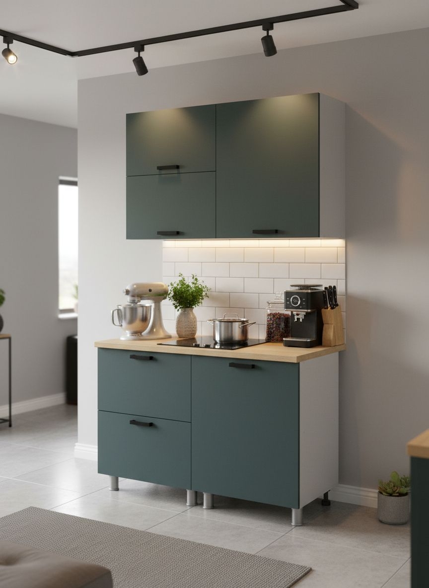 МК Аленушка 1,2м с ящ.в 2 Лаванда Изумруд,скоба черный,сонома