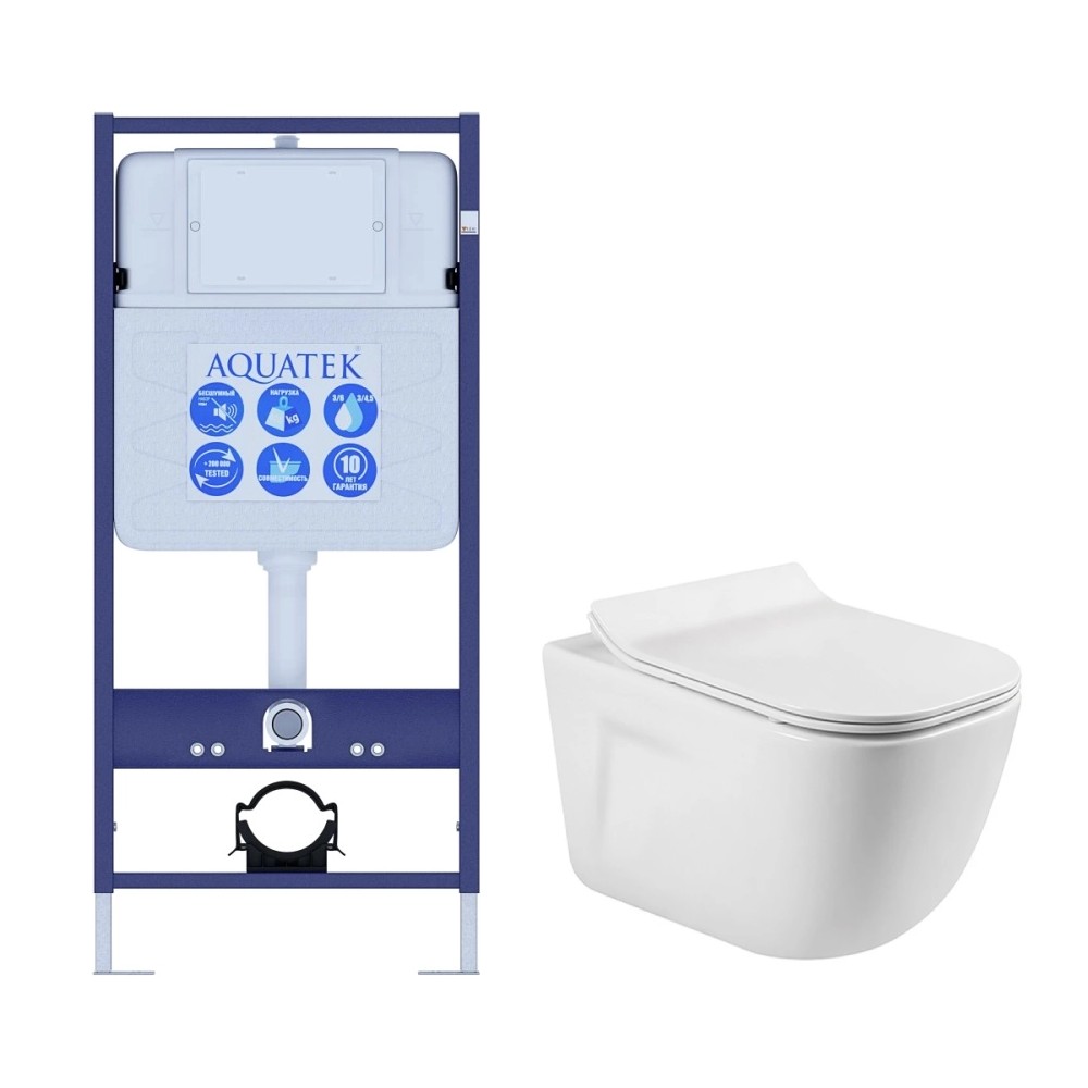SET AQUATEK ДИВА (рама AQUATEK Standard INS-0000012(без клавиши и крепежа)+унитаз ДИВА AQ2012-00 с тонким сиденьем soft-close