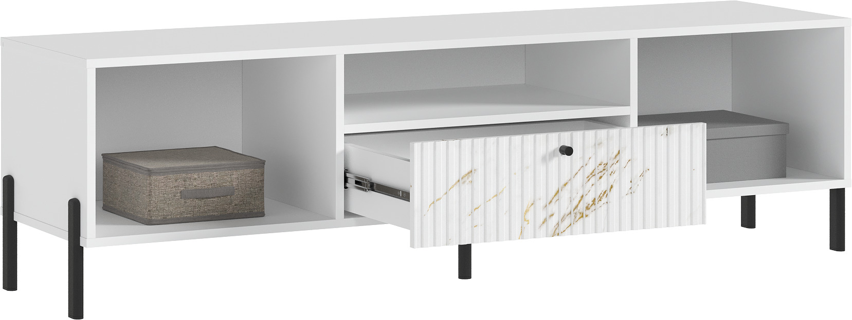 Тумба ТВ Оливия (малая) (металл), Белый, Мрамор золото