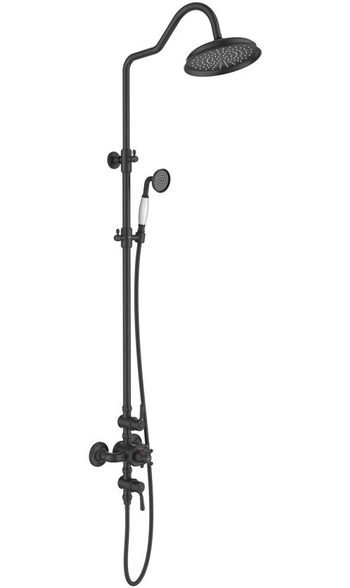 AQ2563MB КЛАССИК термостатическая душевая система (смеситель для душа) 220мм, матовый черный