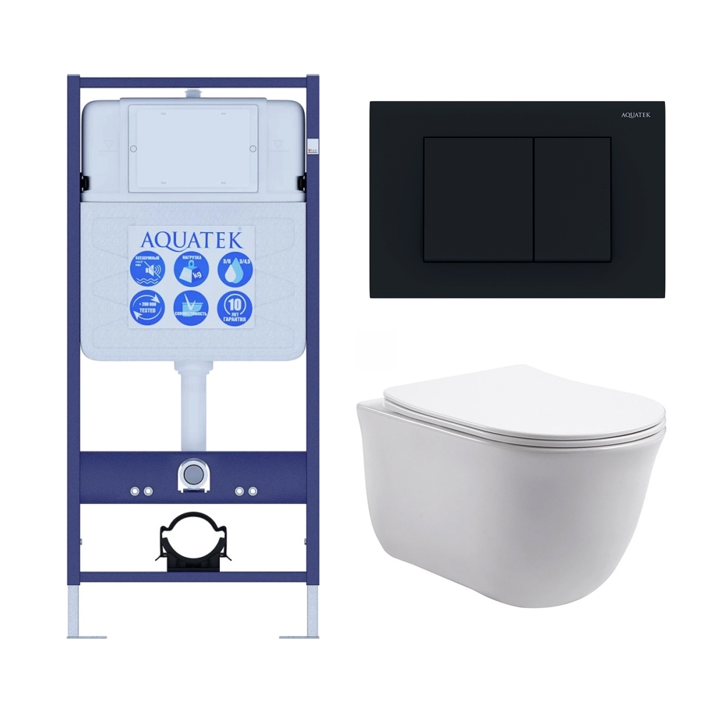 Set AQUATEK КЛАССИК (рама AQUATEK Standard INS-0000012 с звукоиз.прокладкой+крепеж KKI-0000002+кнопкаKDI-0000012+унитаз КЛАССИК AQ1111-00 с крышкой Set AQUATEK КЛАССИК (рама AQUATEK Standard INS-0000012 с звукоиз.прокладкой+крепеж KKI-0000002+кнопкаKDI-0000012+унитаз КЛАССИК AQ1111-00 с крышкой