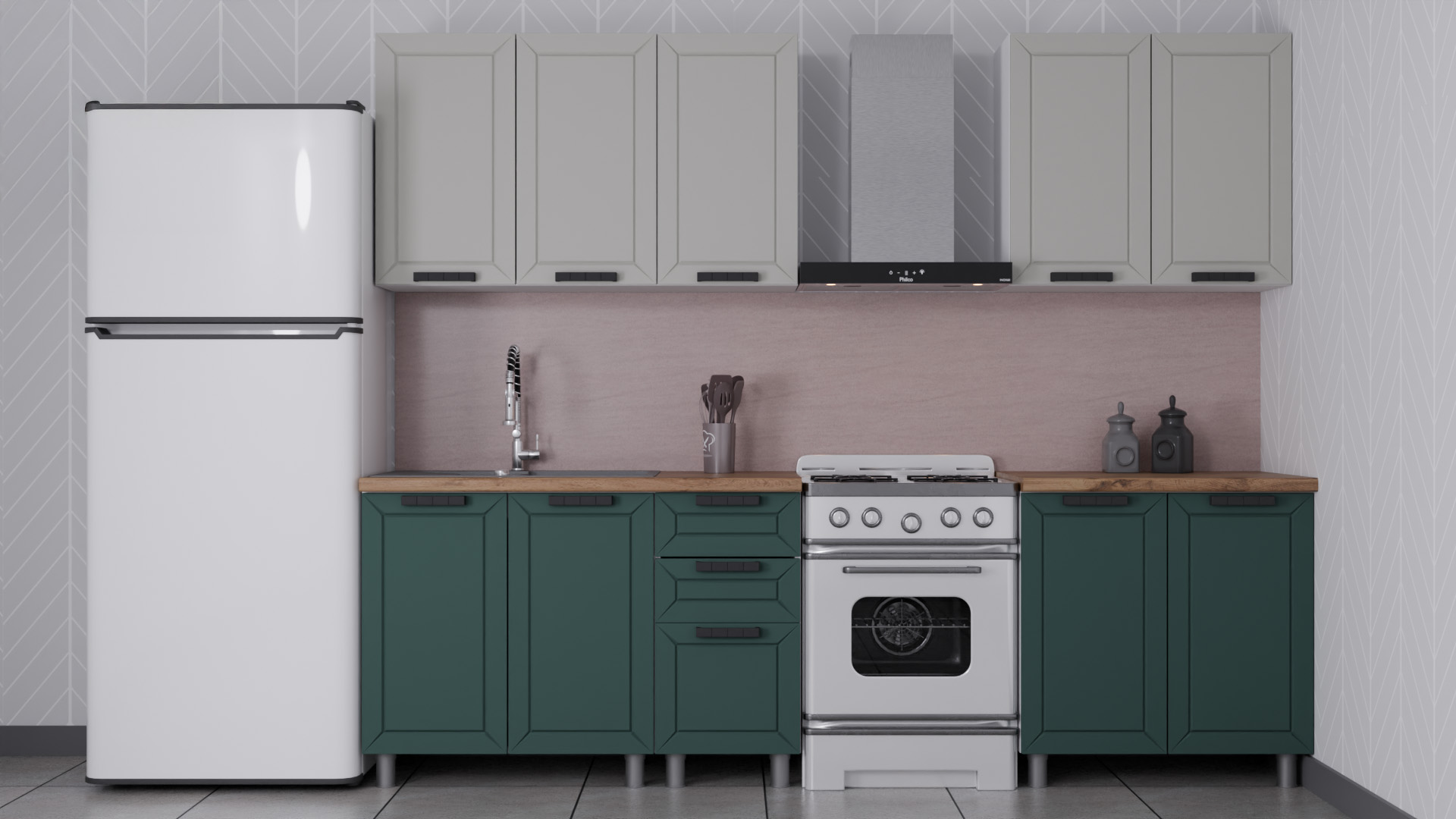 ГК Аленушка 2 м  Лилия Керамика/Изумруд,скоба черный,сонома