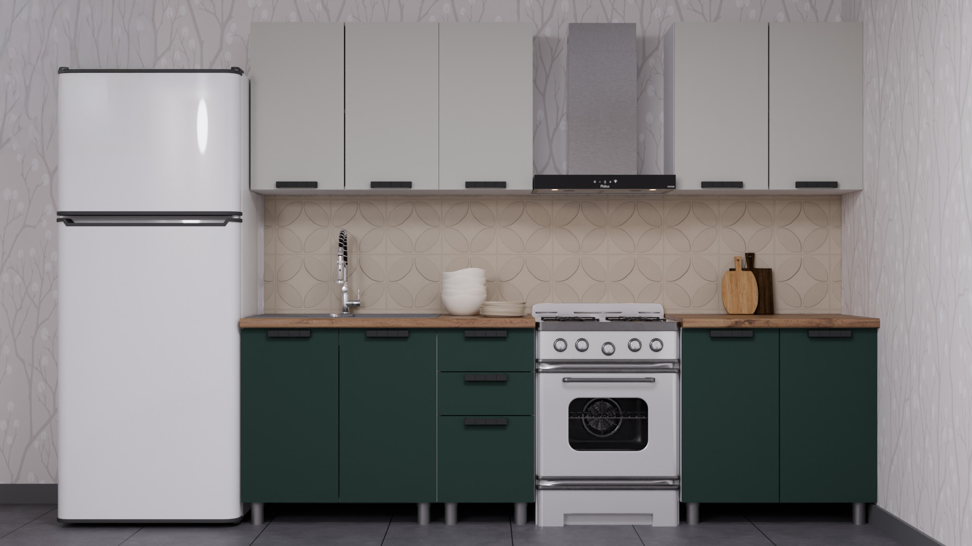 ГК Аленушка 2м  Лаванда Керамика/Изумруд,скоба черный,сонома