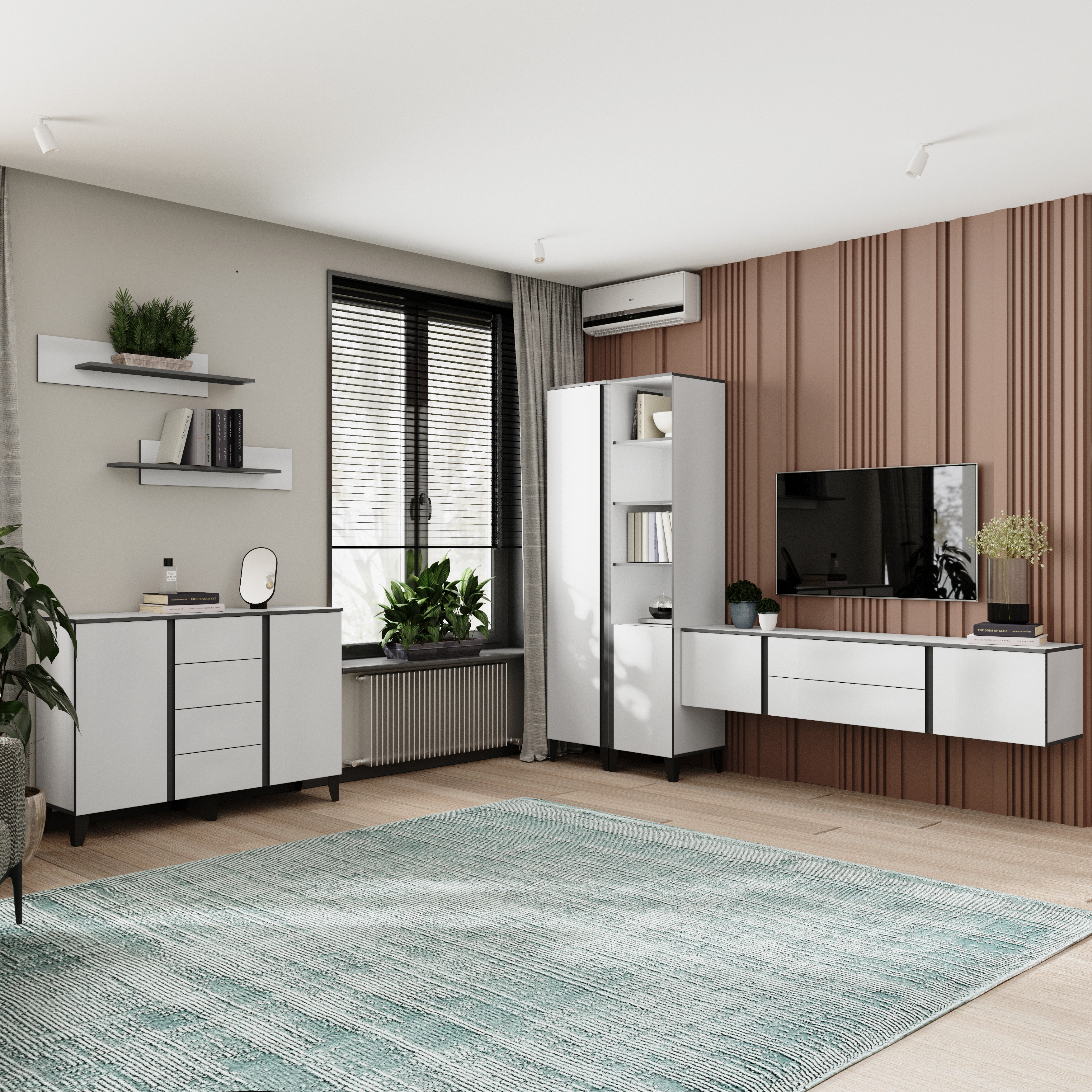 Амара Тумба ТВ белый/серый графит