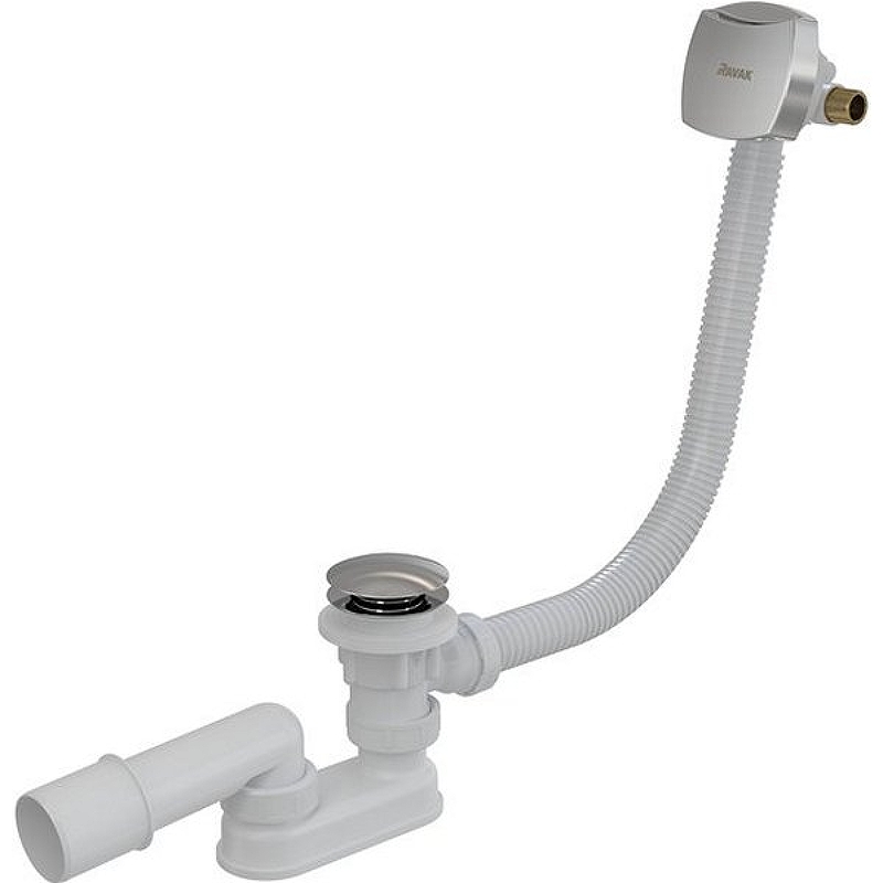 Сточный комплект с заполнением переливом Click Clack хром (квадратный) 800мм