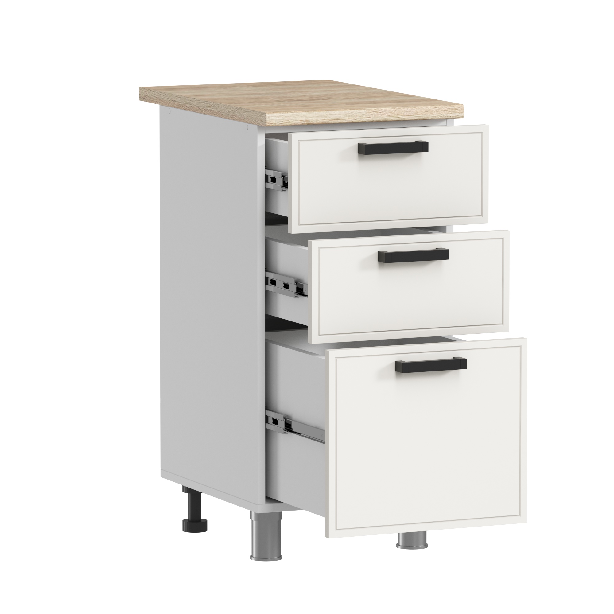 МК Аленушка Н3Я 400 Магнолия Молочный,скоба черный (со столешницей)