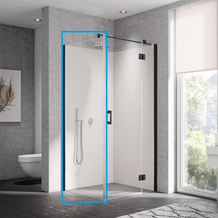 LI TWP LIGA Боковая стенка H=2000, L=900, профиль Schwarz Soft + стекло прозрачное ESG с покрытием KERMIclean