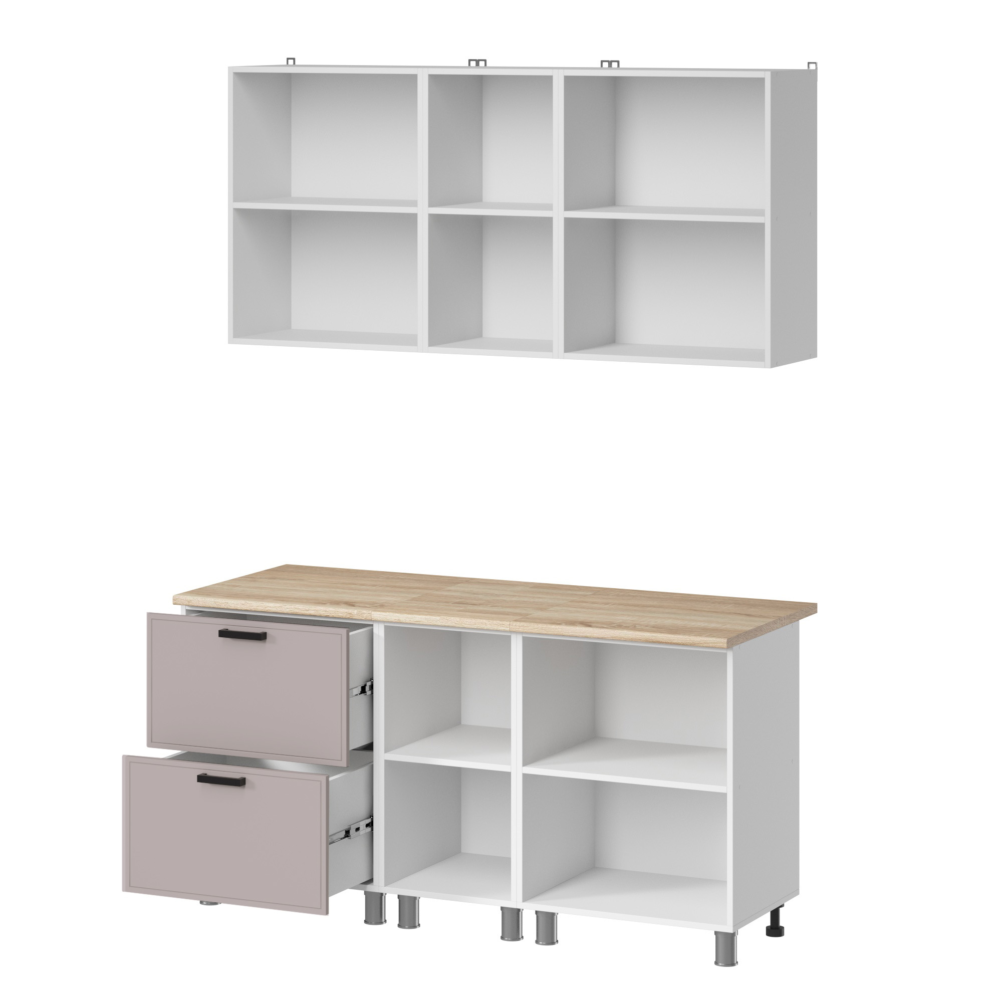 МК Аленушка 1,6м в.4 Магнолия Кашемир,скоба черный,сонома