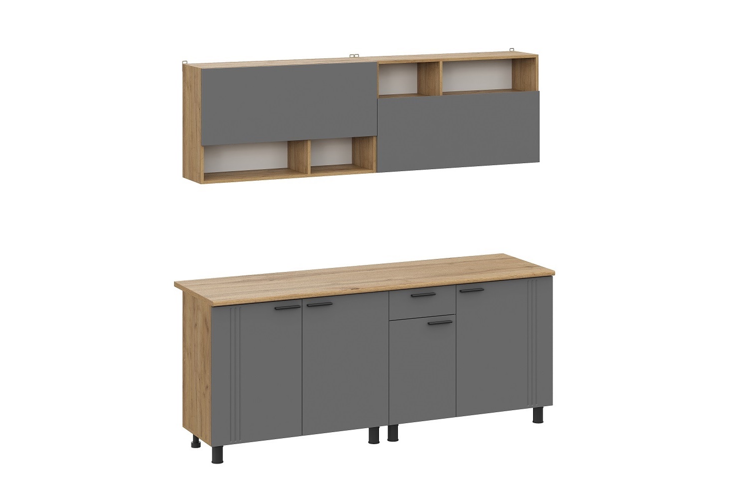 Кухонный гарнитур Монако 2м., Дуб Золотой, Графит