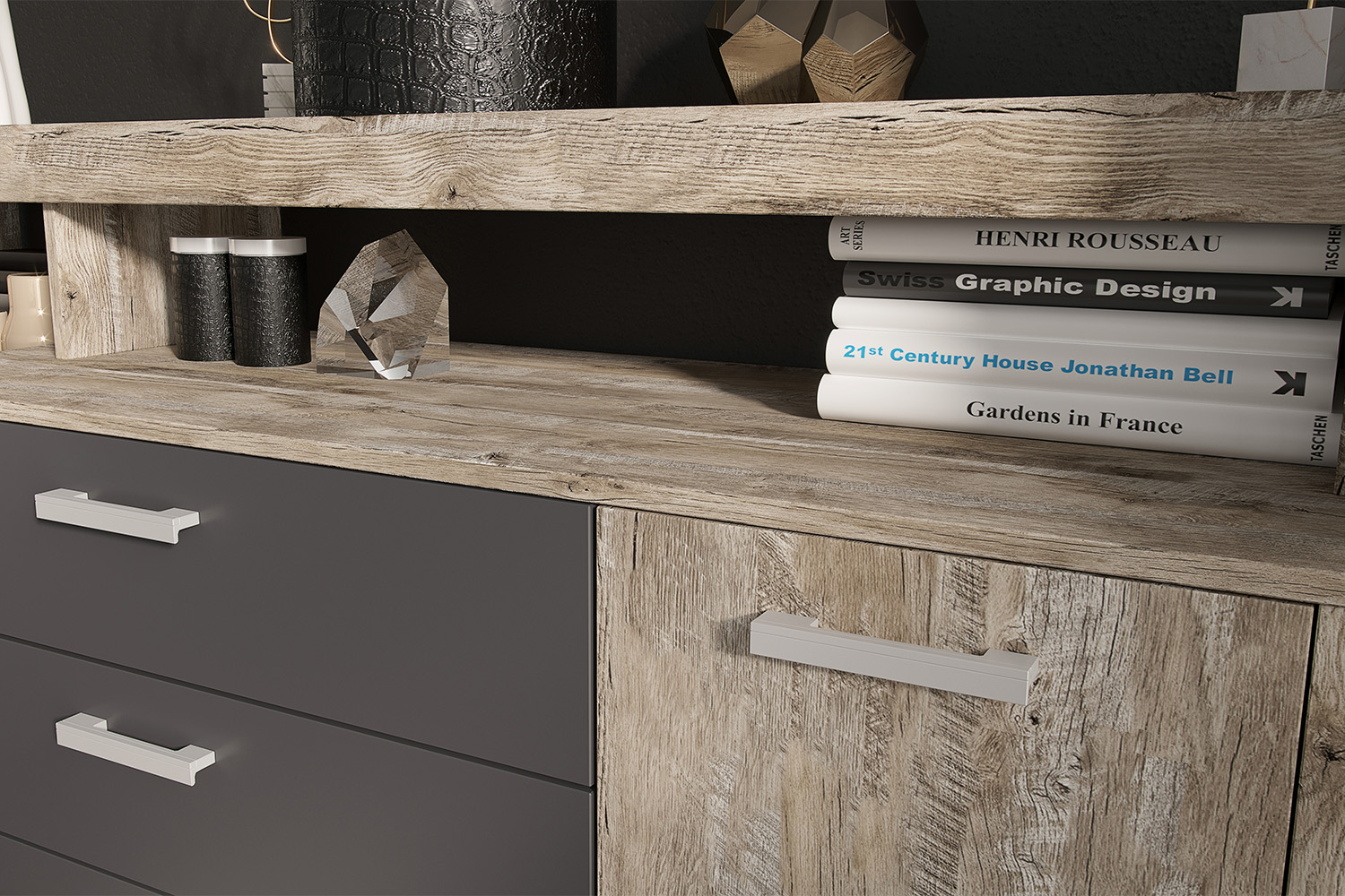 Комод Ангара, Графит, Дуб юкон