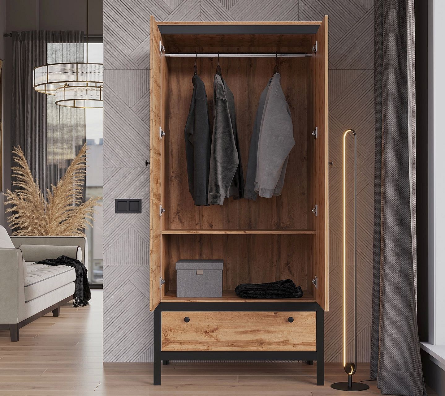 Шкаф платяной Лофт SZF2D1S