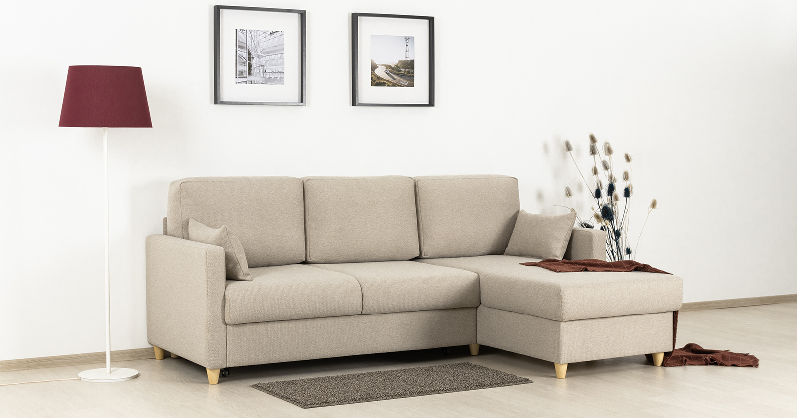 Диван кровать угловой Дилан, Бежевый