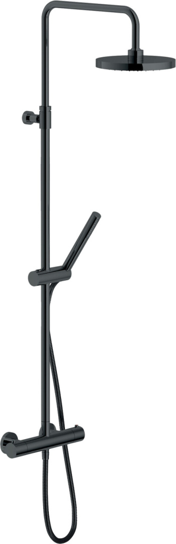 VE125030/50FLP VELIS термостатическая душевая система, верхний душ 20 см, глянцевый черный