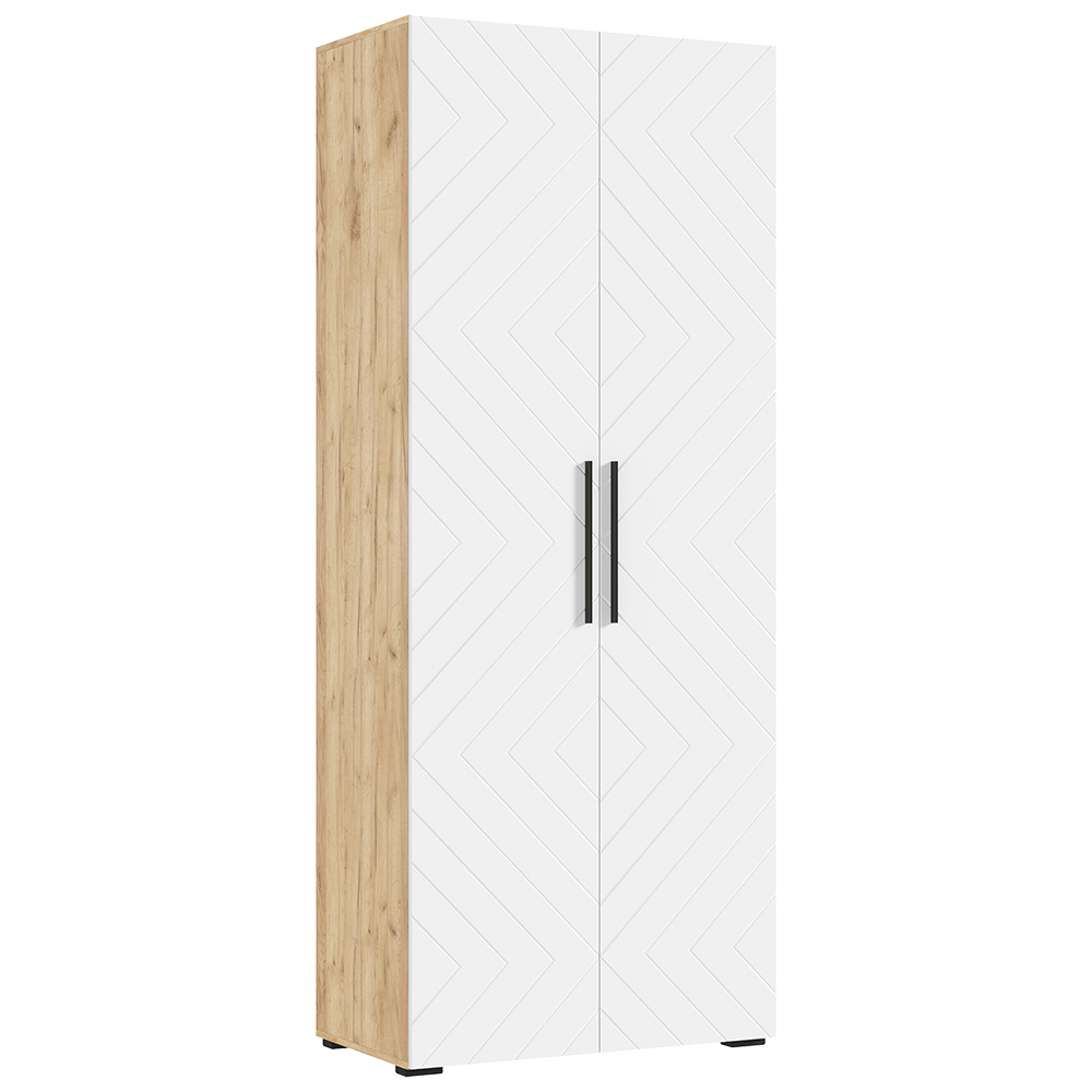 Шкаф двухстворчатый Флэш (900), Браш Вайт, Дуб крафт Шкаф двухстворчатый Флэш (900), Браш Вайт, Дуб крафт