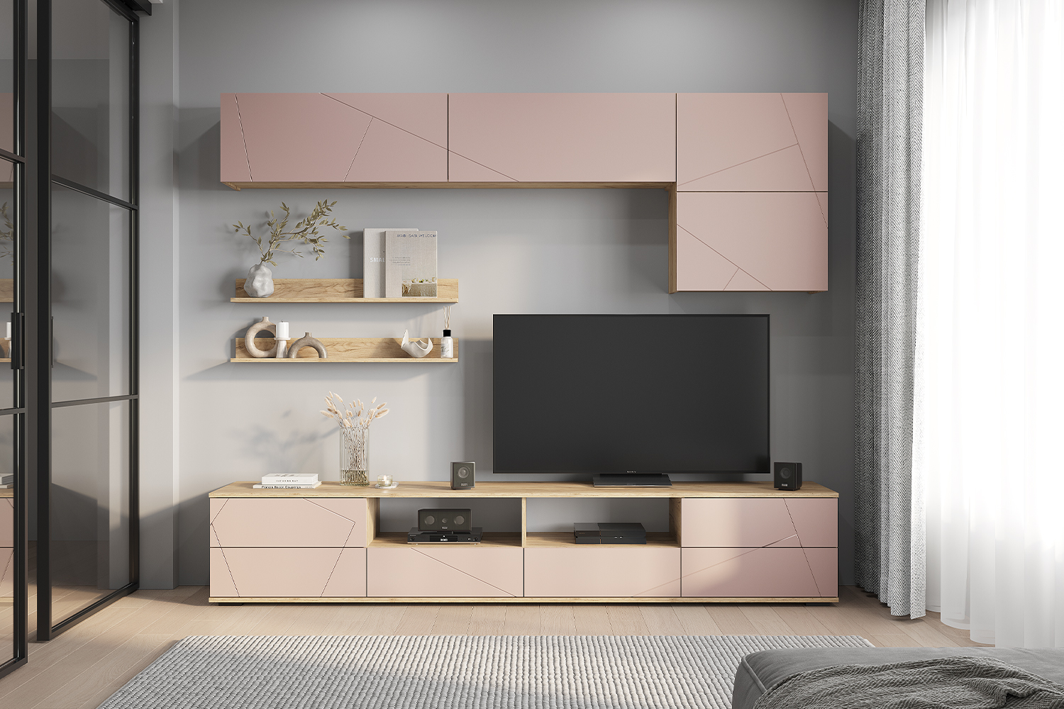 Гостиная Камелия ГС-01, Крафт, Шарли пинк