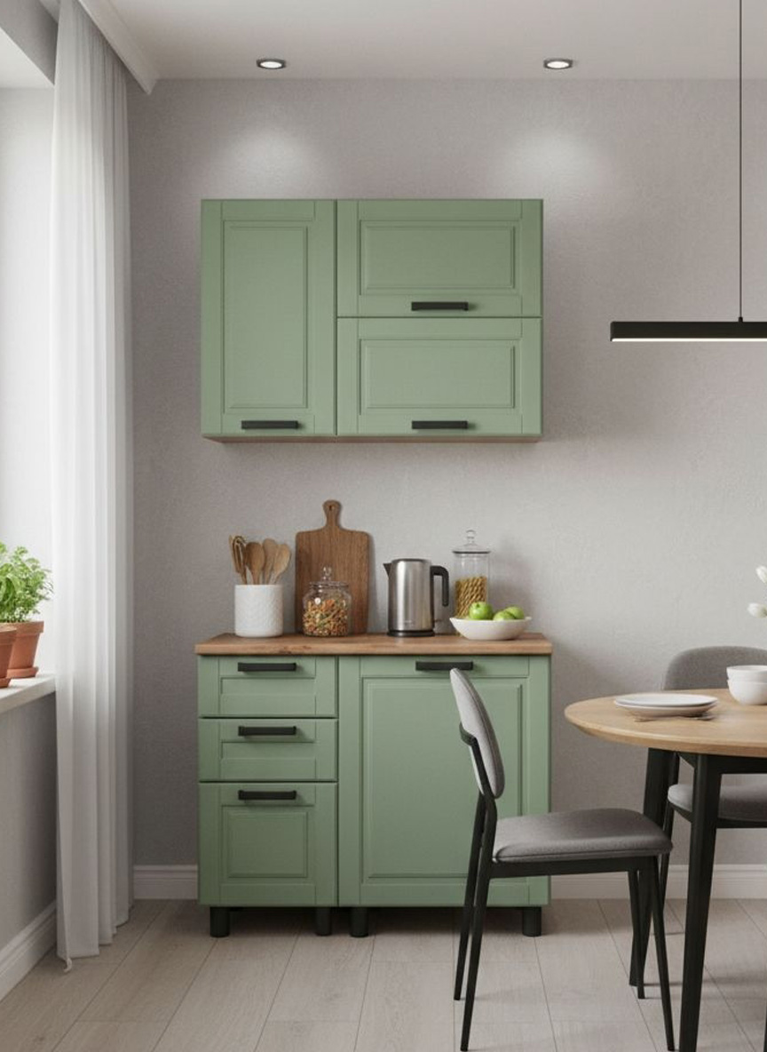 МК Аленушка 1 м с 3 ящ. Астра Фисташка,скоба черный,сонома