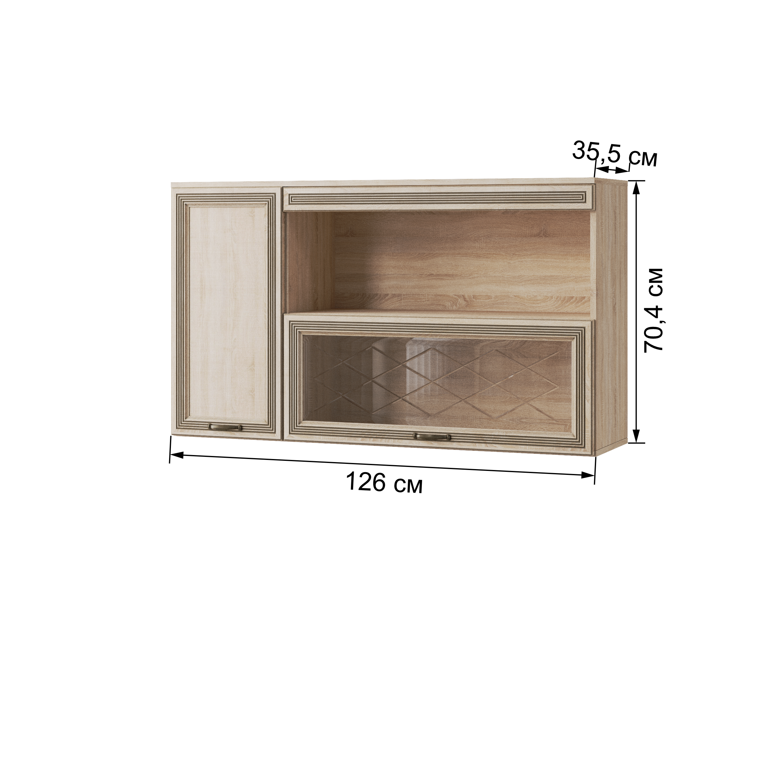 Полка навесная Ливорно ЛН-4, дуб