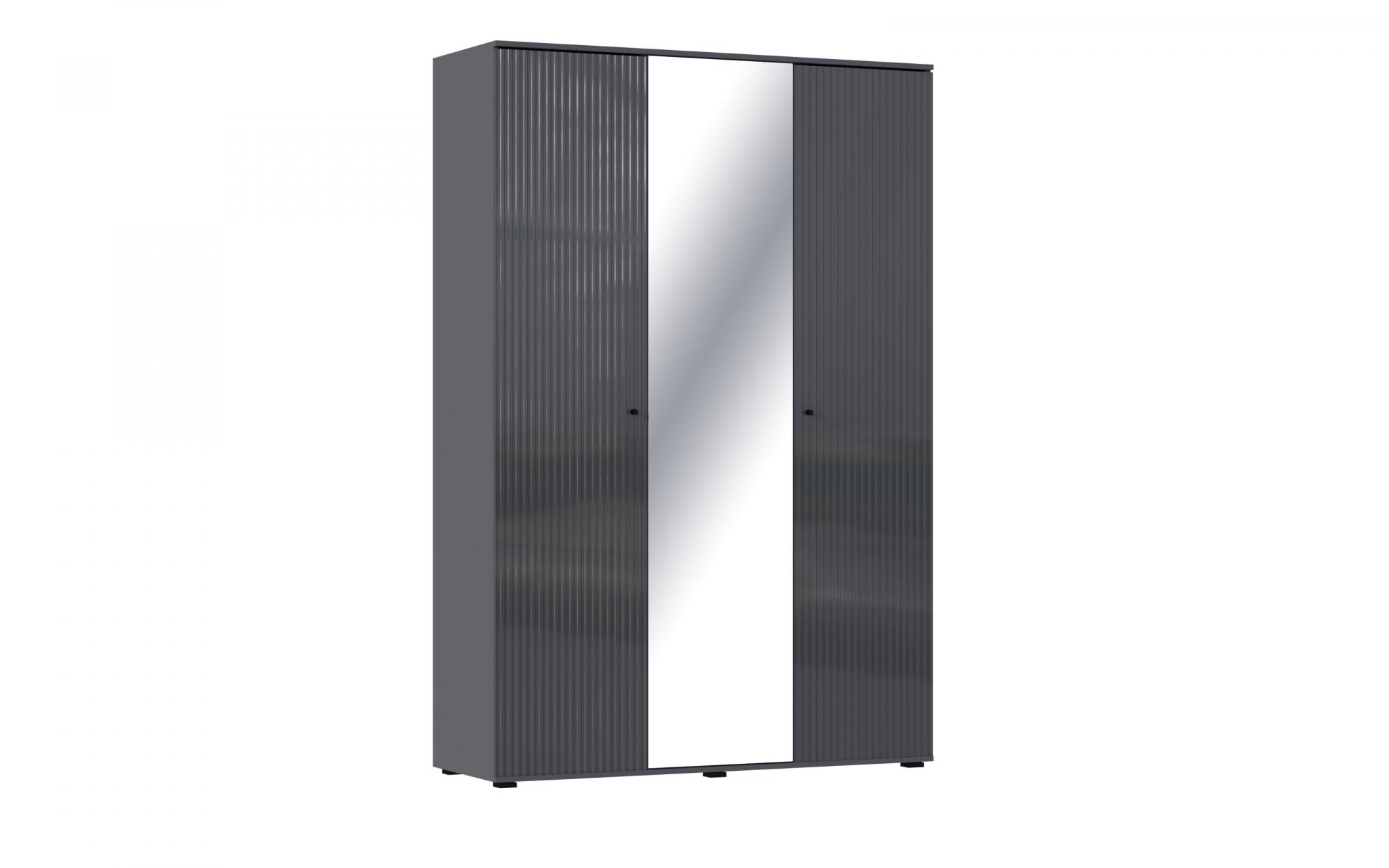 Шкаф трехстворчатый Оливия, Графит, Графит глянец
