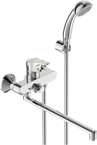 BA372AA NEXT смеситель для ванны поворотный излив 320 мм, с душевым гарнитуром (душевая лейка Ø70 мм, металлический шланг 1500 мм,