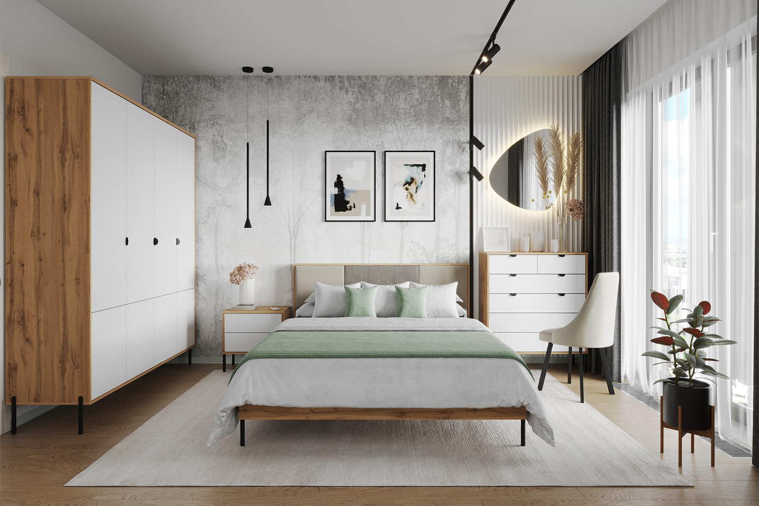 Комод Кензо 72.08, Дуб Вотан, Белый