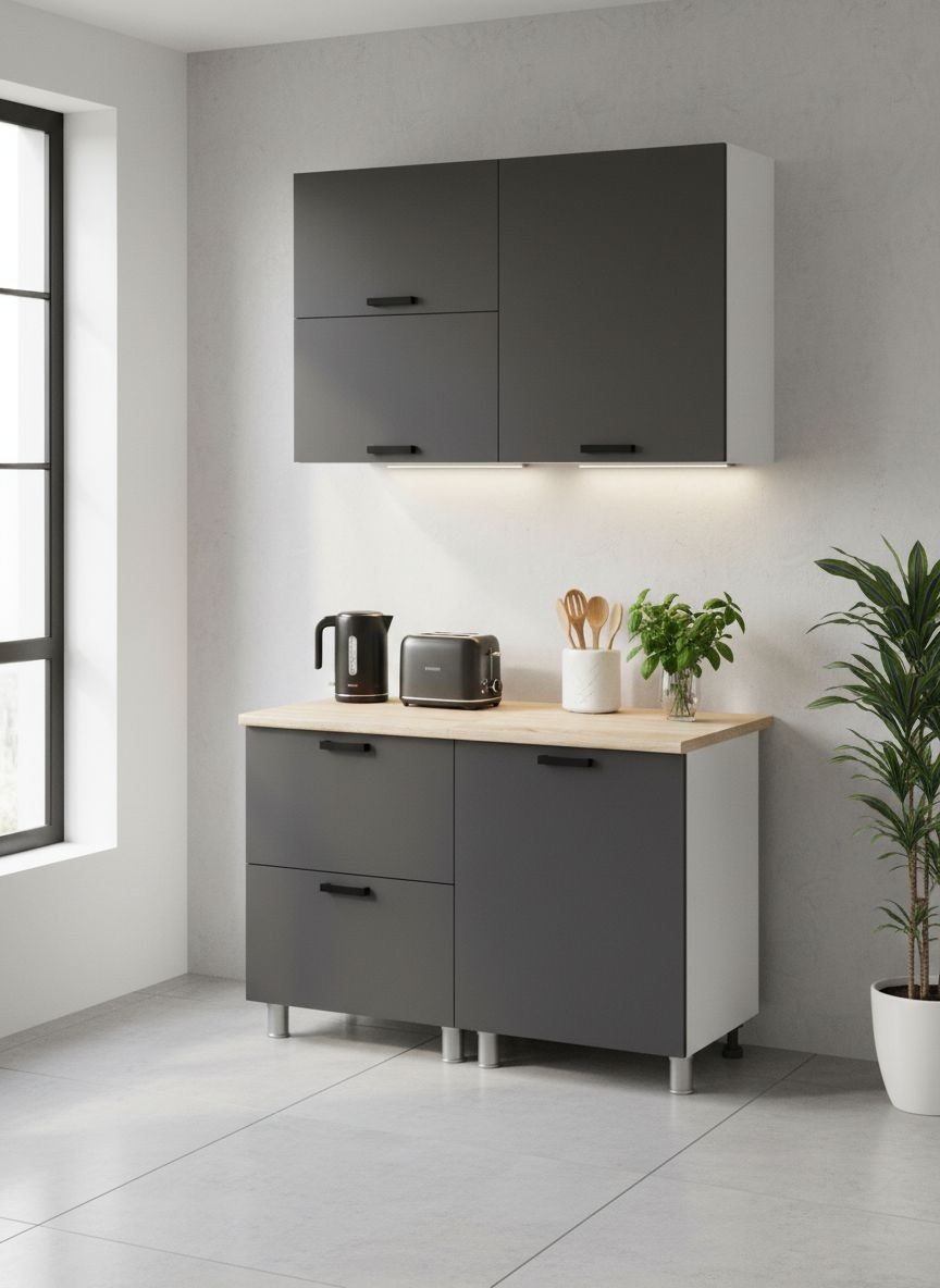 МК Аленушка 1,2м с ящ.в 2 Лаванда Сталь,скоба черный,сонома